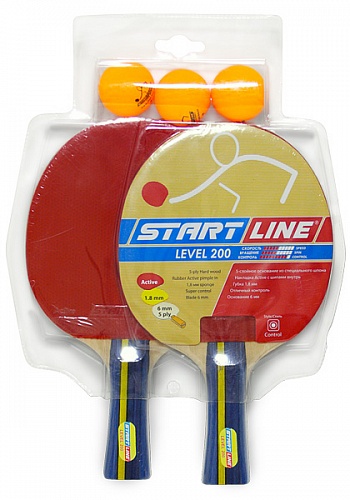 Набор START LINE: 2 Ракетки Level 200, 3 Мяча Club Select, блистер